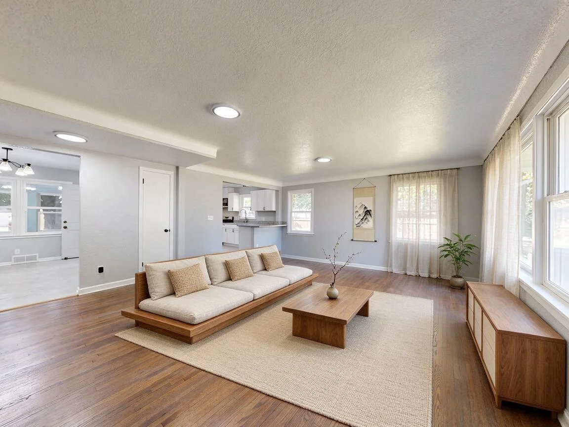 Japanese Modern living room, AI restyle after