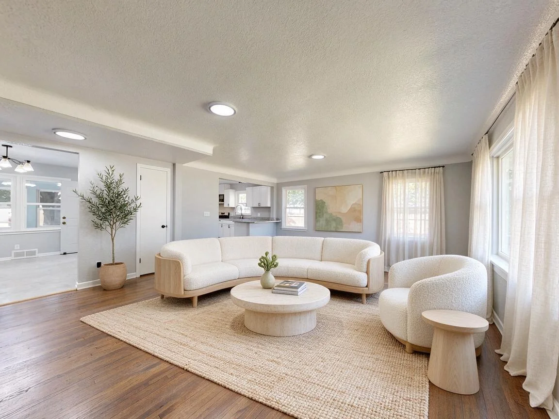 Organic Modern living room, AI restyle after